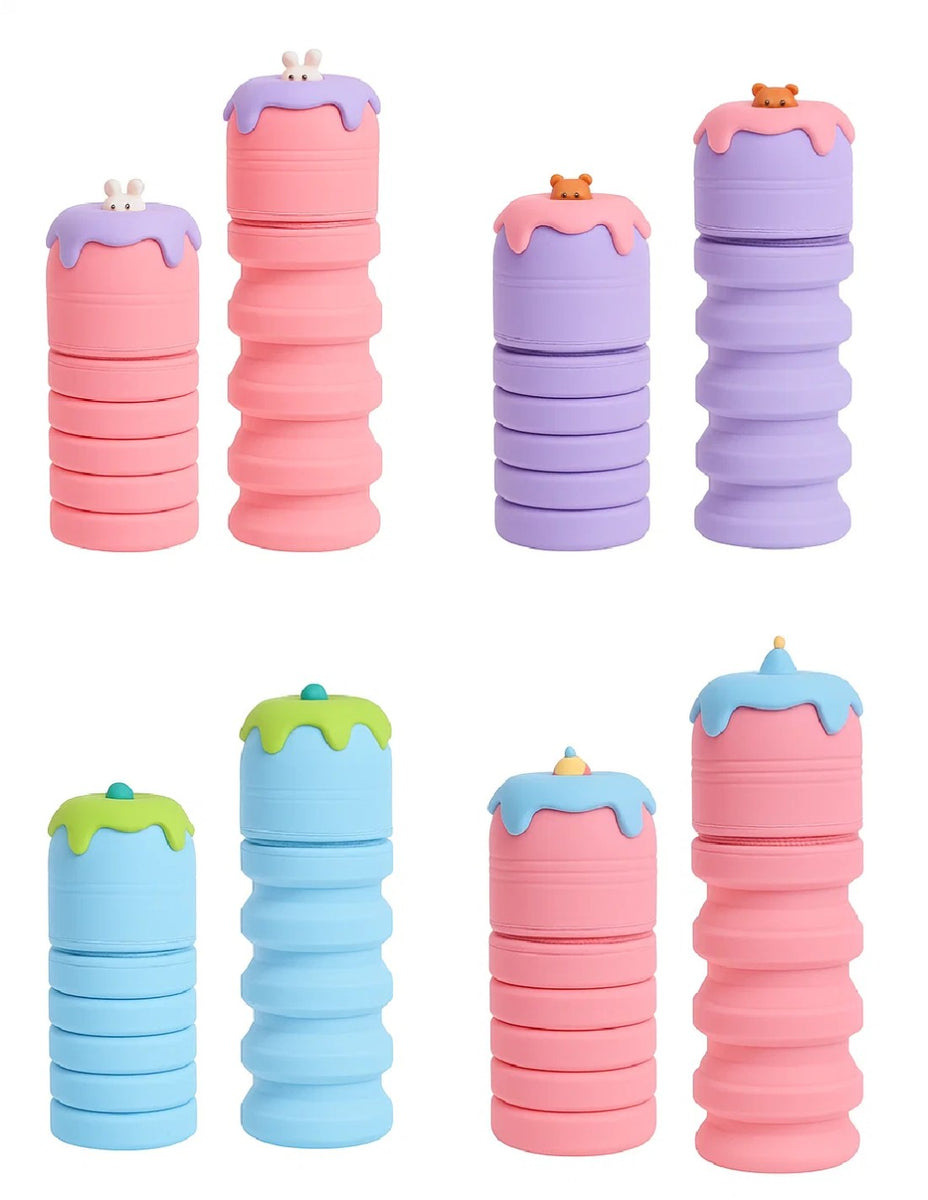 Astuccio Kawaii 2 In 1 In Silicone Morbido A Forma Di Pinguino - Estensibile E Retrattile - Portapenne Per Scuola, Ufficio E Regalo - Blu 19x7 Cm